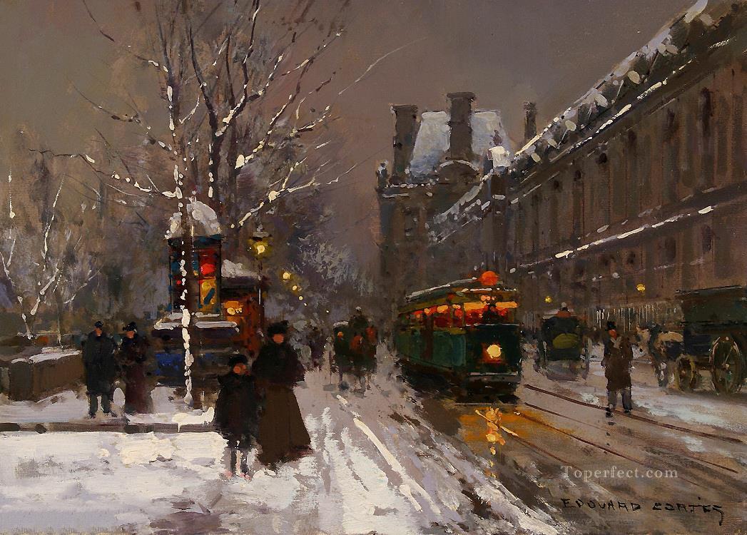 EC quay du louvre winter Paris Oil Paintings